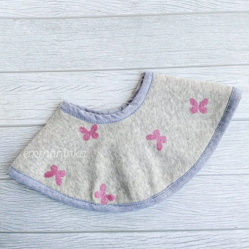 Round Bibs - Butterfly Grey