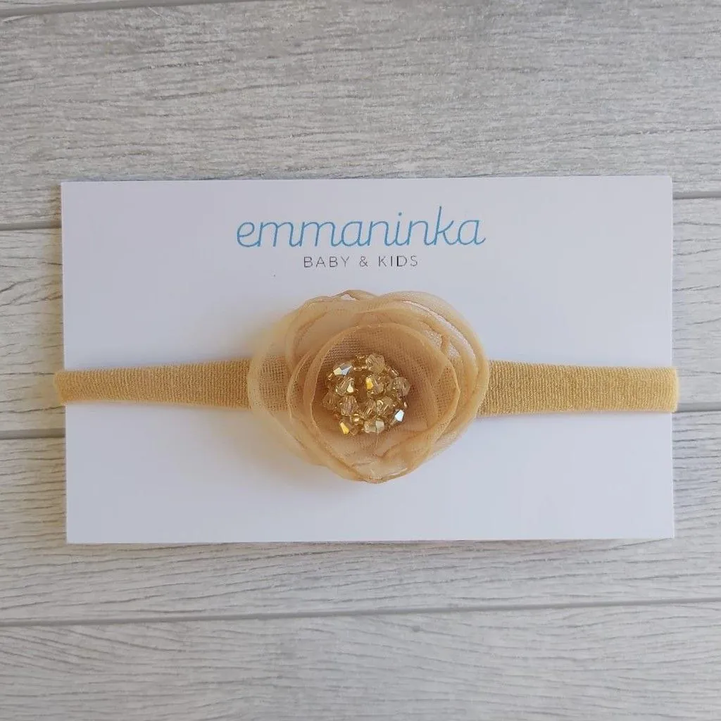 Headband Flower Soft Brown Bead