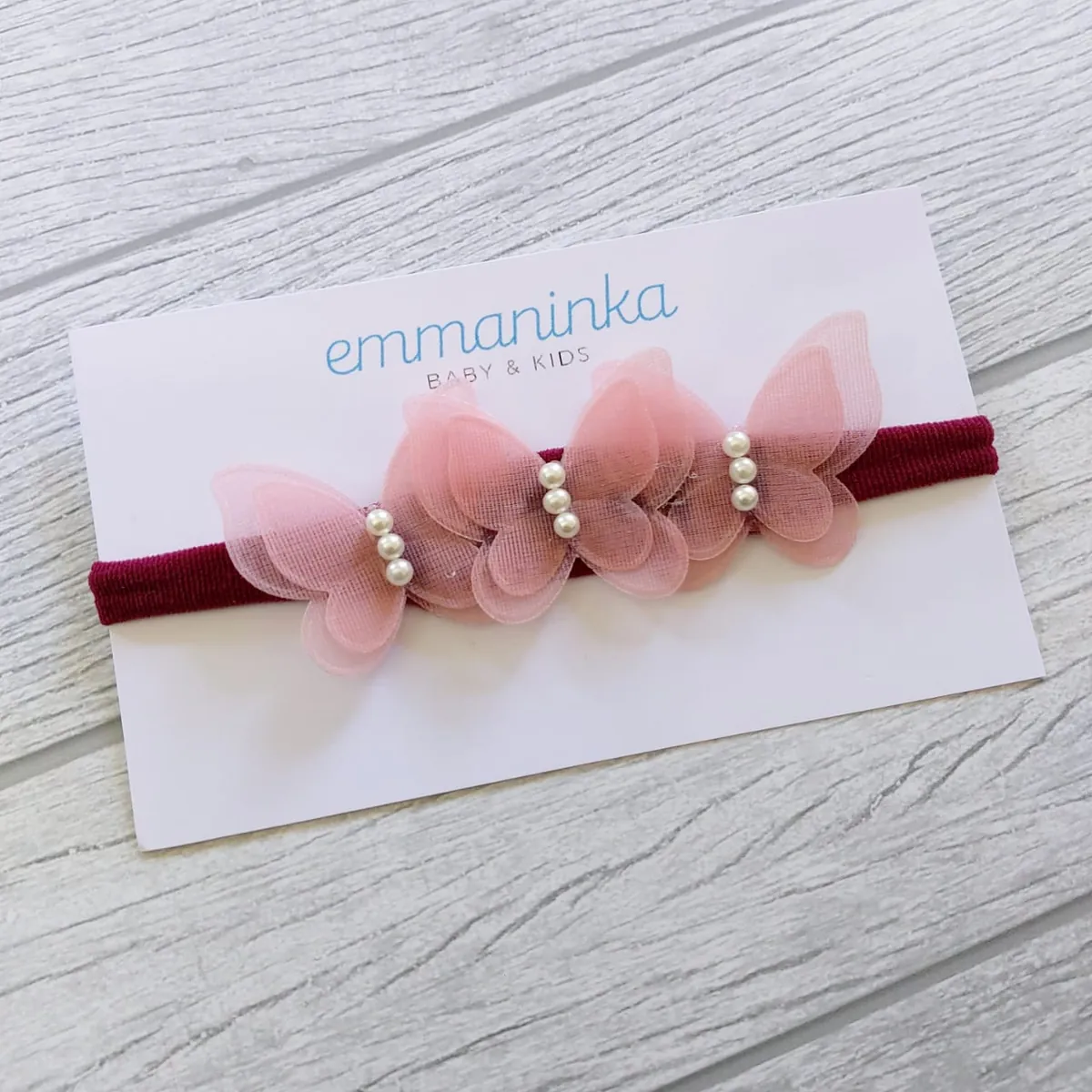 Headband Butterfly Pink Maroon