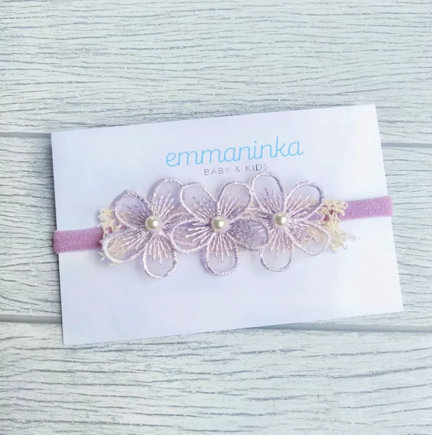 Headband Flower Mutiara Purple