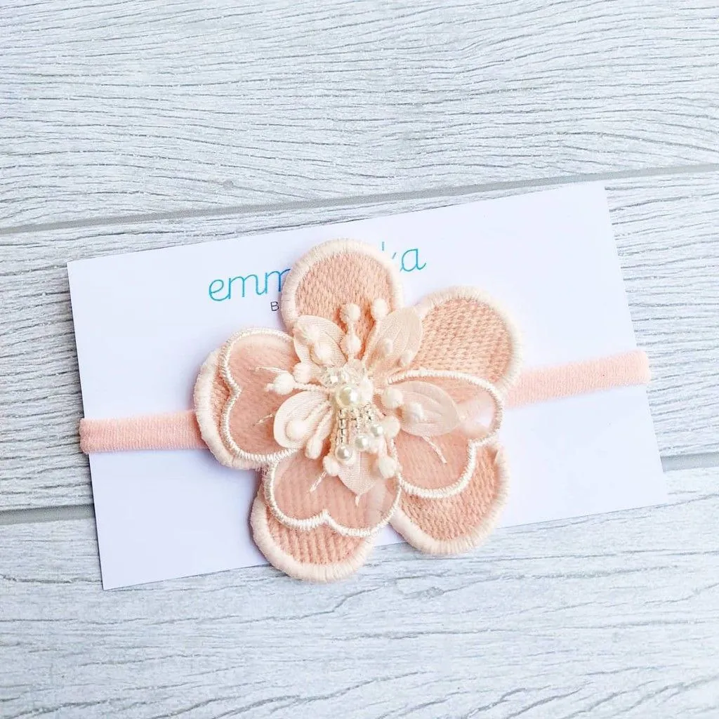 Headband Pink Flower Jumbo