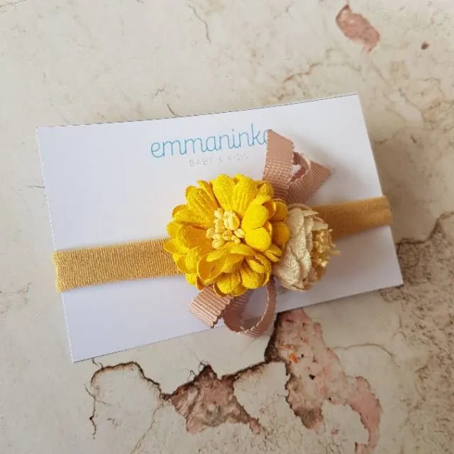 Headband Yellow Cream Flower