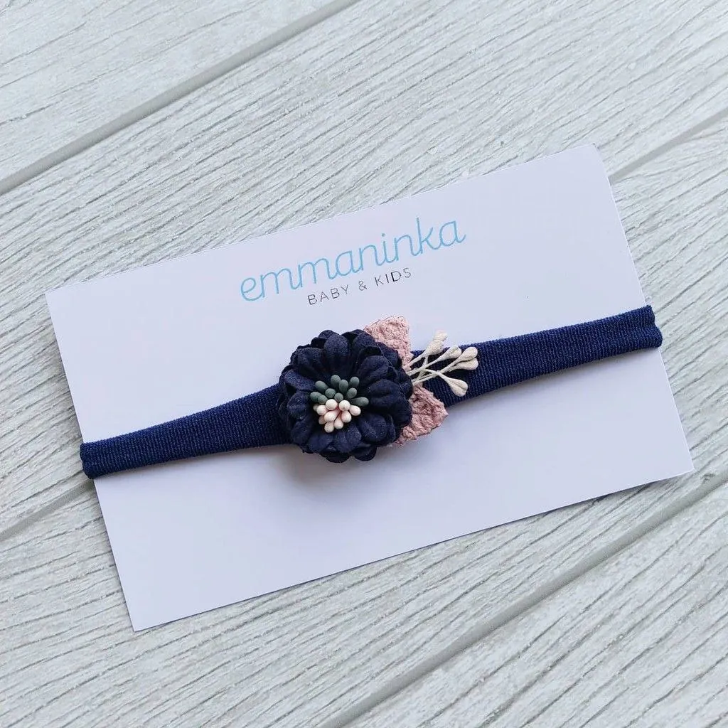 Headband Little Flower Navy