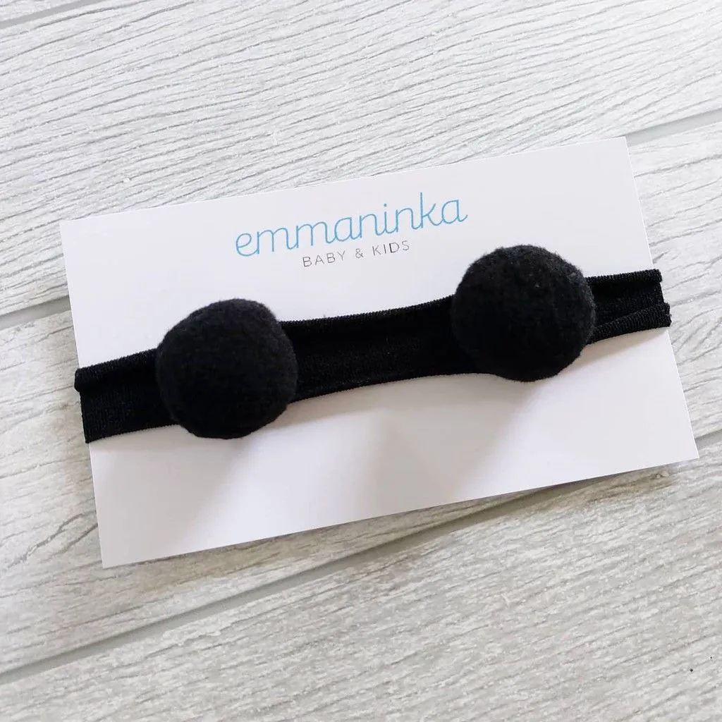 Headband Pompom Besar Black
