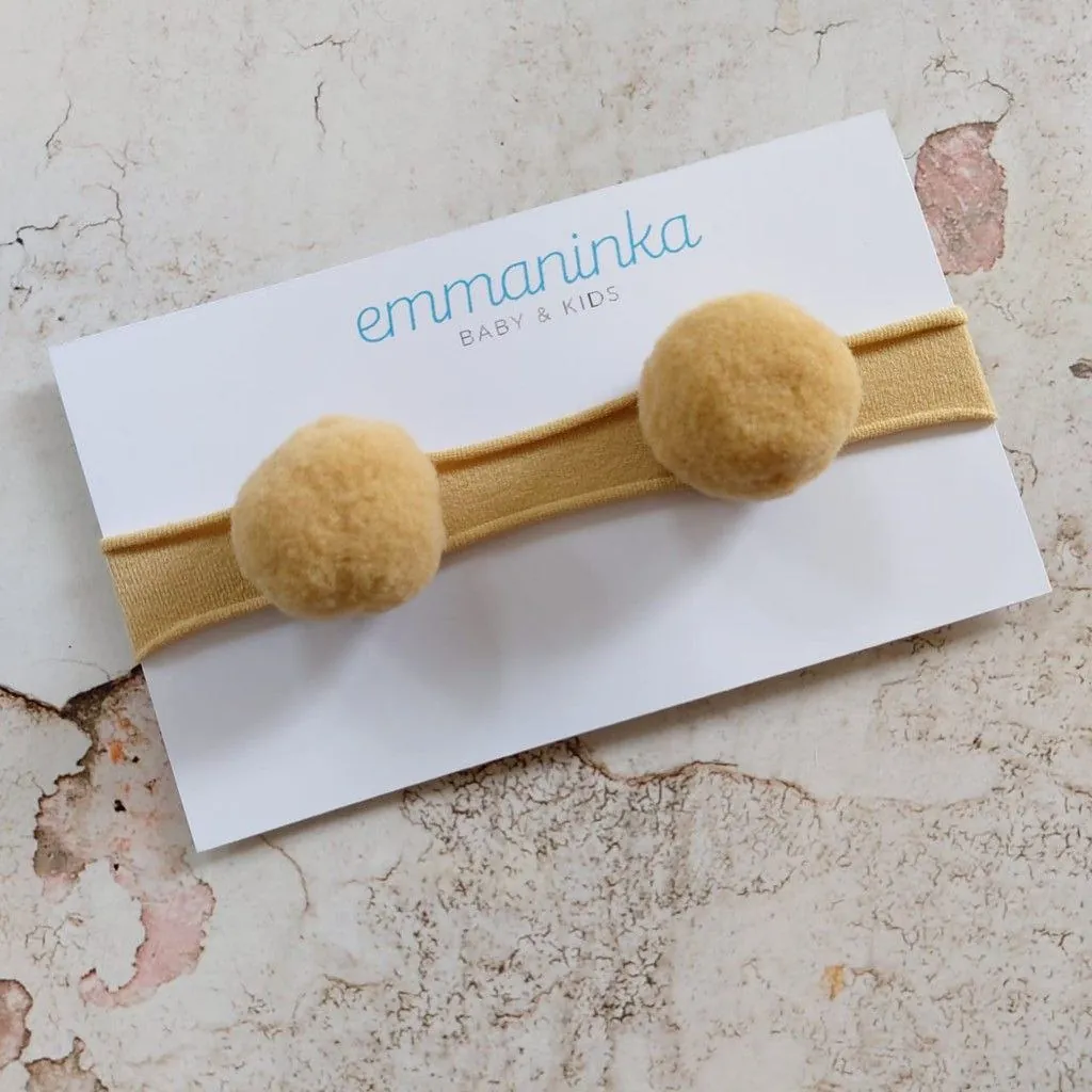 Headband Pompom Besar Brown