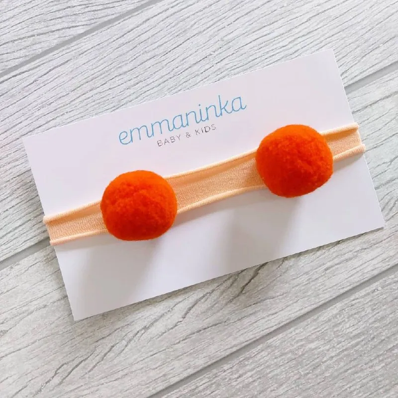 Headband Pompom Besar Orange