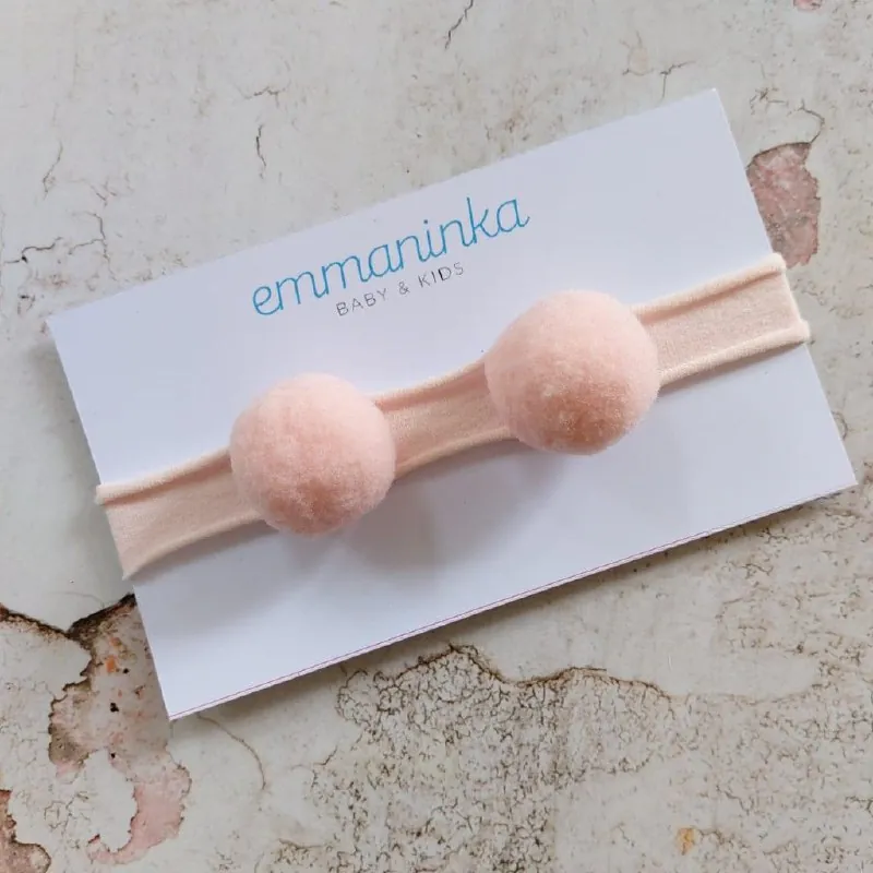 Headband Pompom Besar Soft Pink