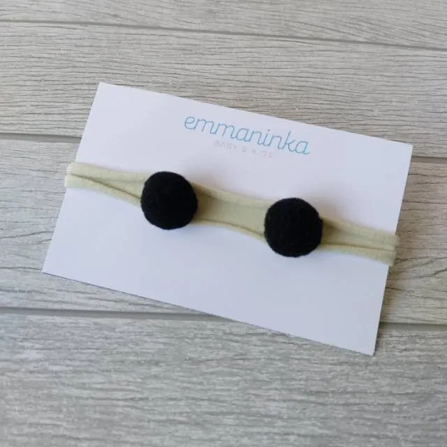 Headband Pompom Black
