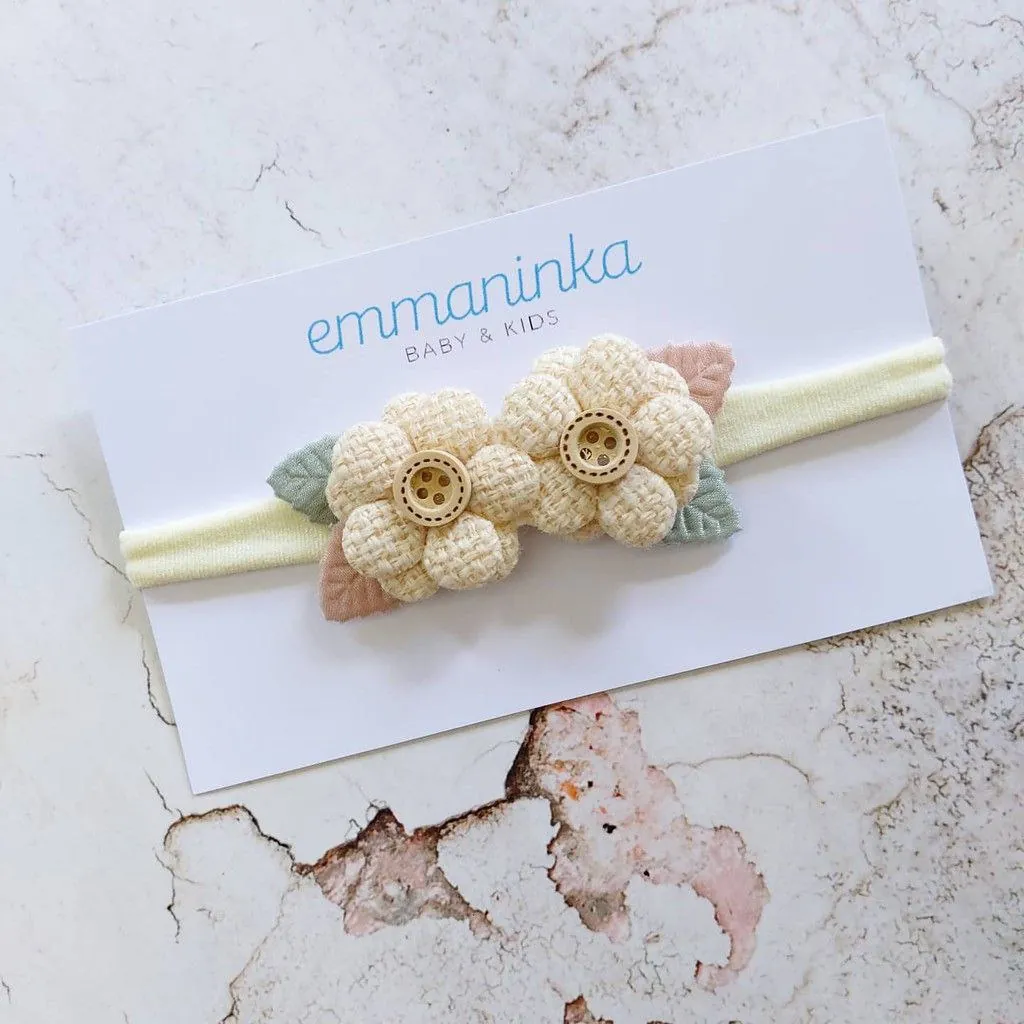 Headband Flower Rajut Cream