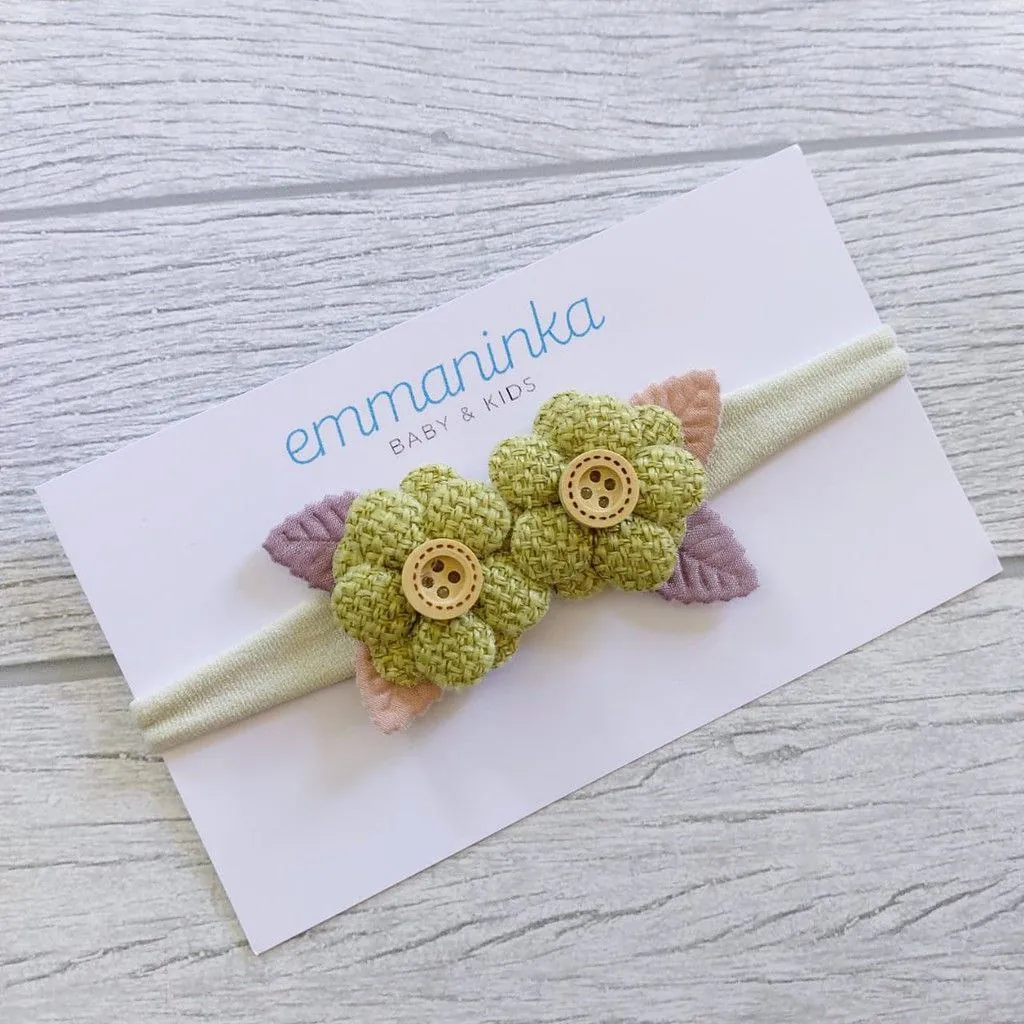Headband Flower Rajut Green