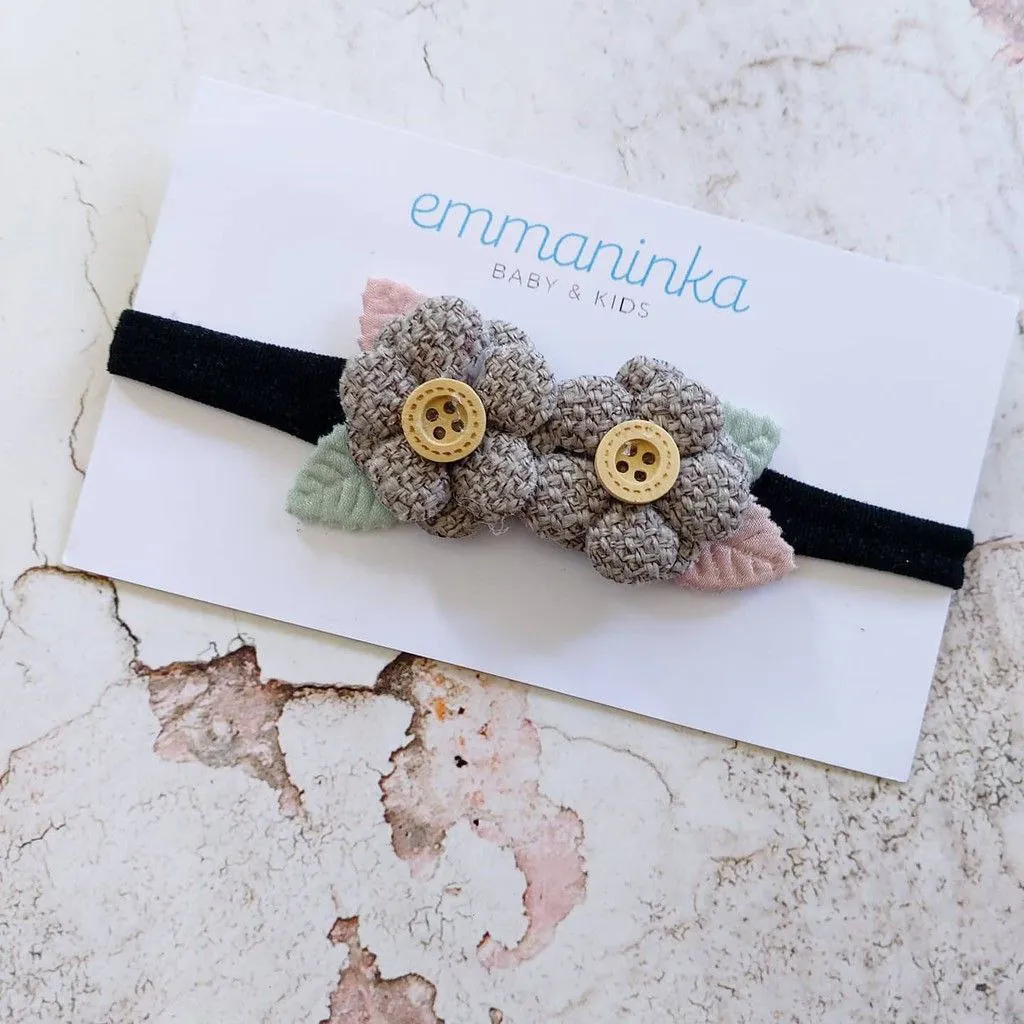 Headband Flower Rajut Grey