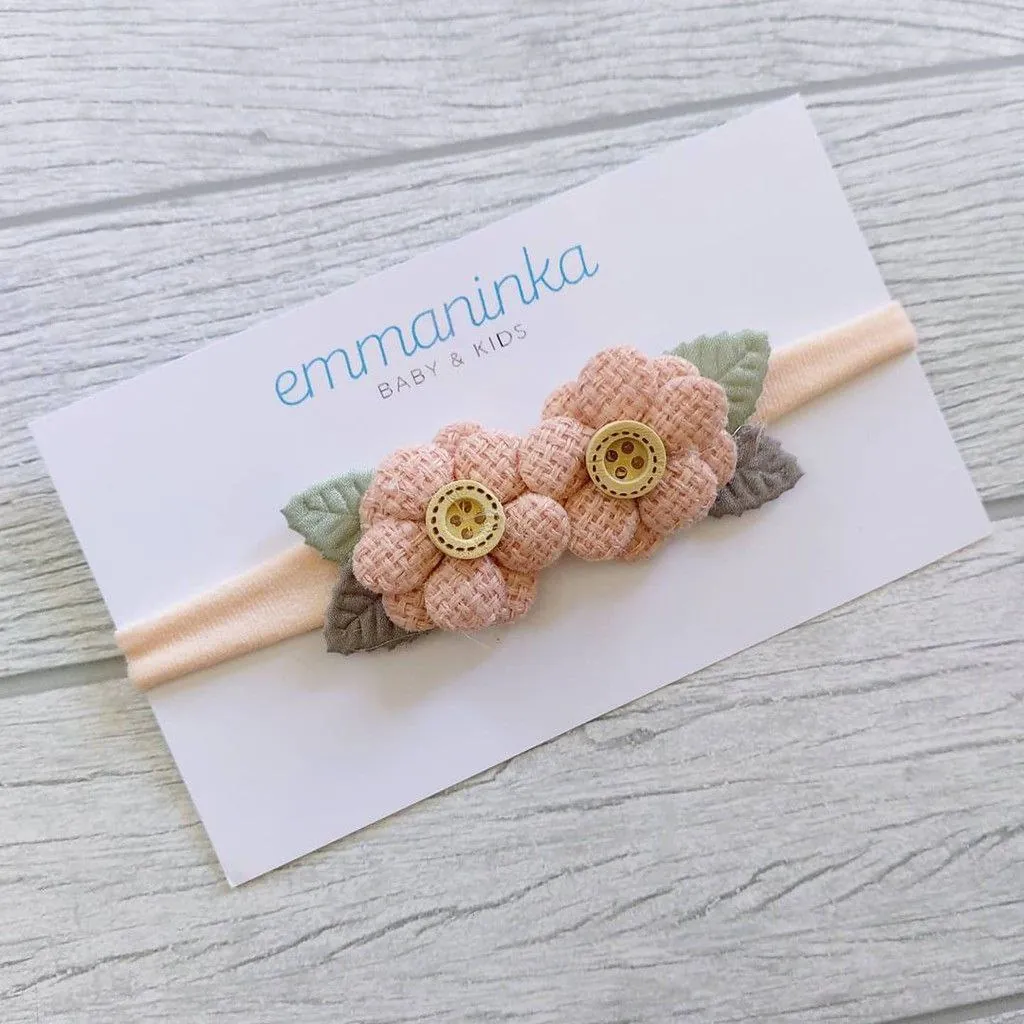 Headband Flower Rajut Pink