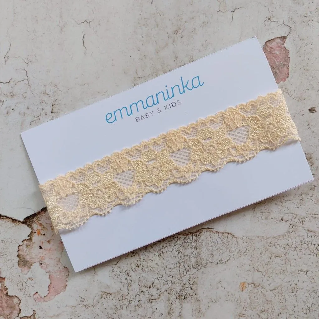 Headband Renda Elastis Peach