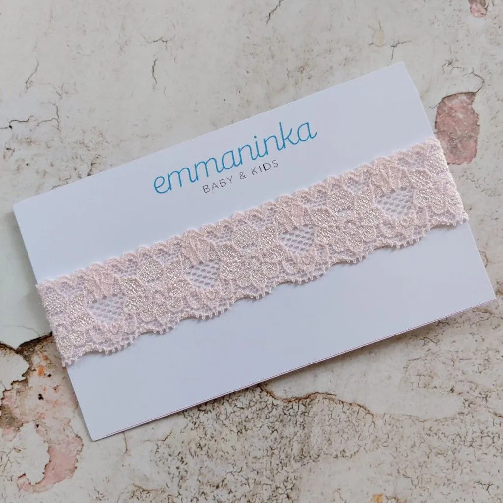 Headband Renda Elastis Soft Pink