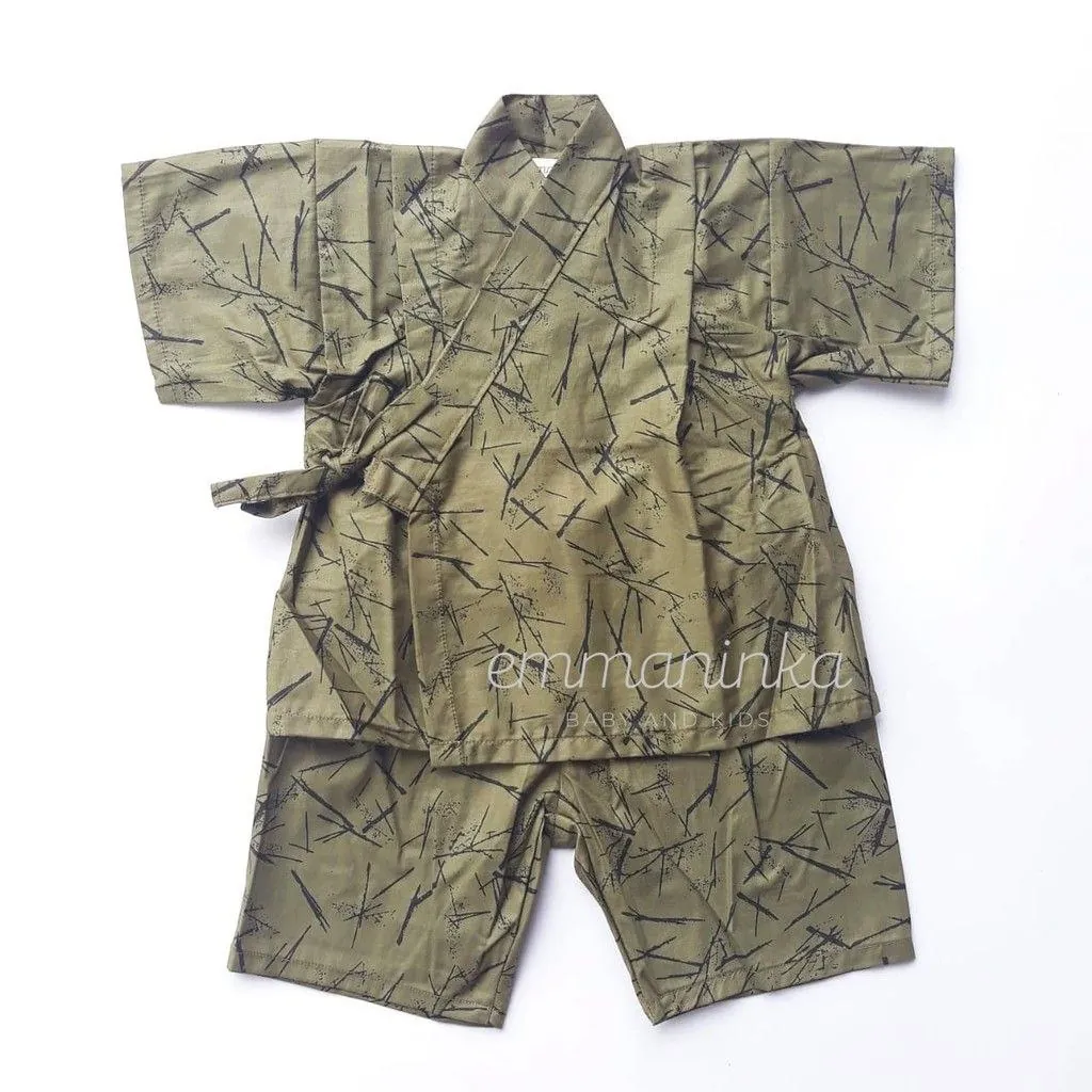 Baju Kimono Jinbei - Abstract Green