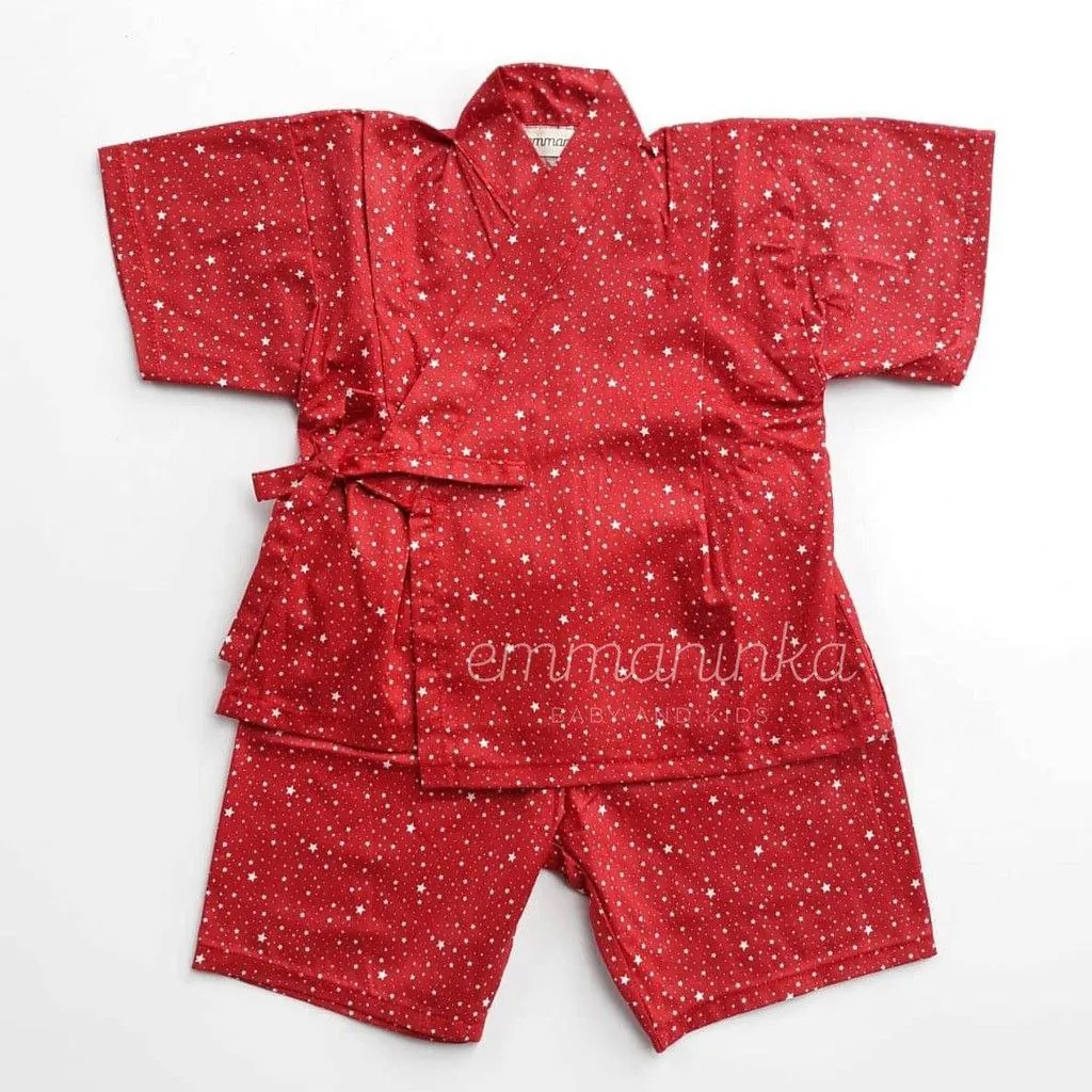 Baju Kimono Jinbei - Dottie Red