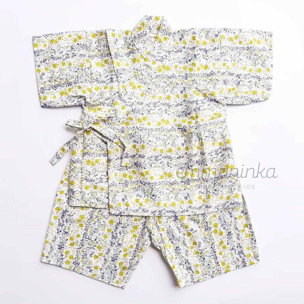 Baju Kimono Jinbei - Florals Yellow