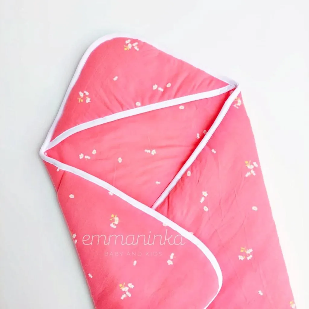 Hoodie Blanket - Flower Pink White
