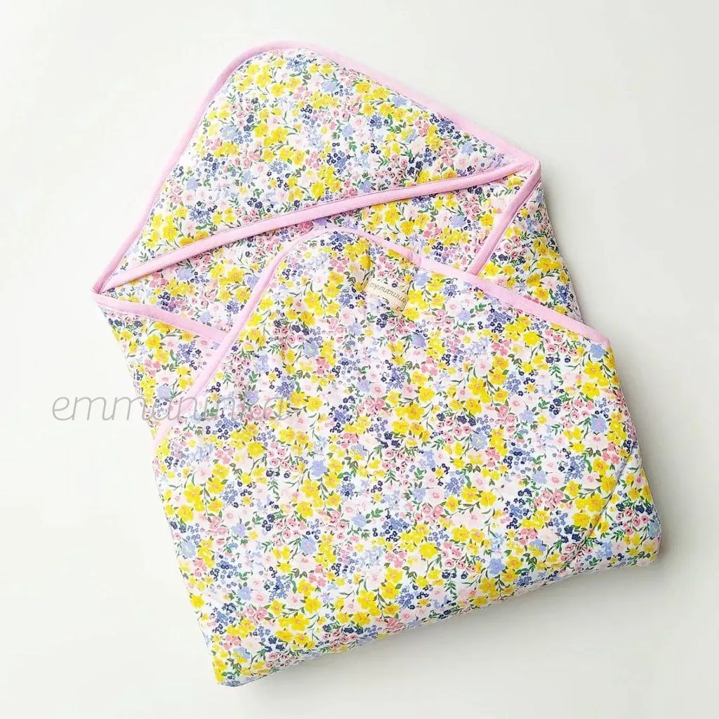 Hoodie Blanket - Flower Yellow Blue