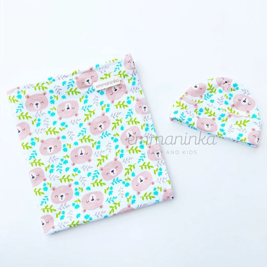Swaddle Blanket Set - Bears Floral Blue