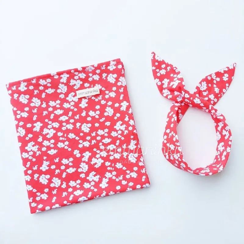 Swaddle Blanket Set Flowers Red 02