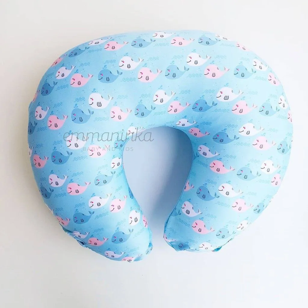 Nursing Pillow Whale Soft Blue Pink