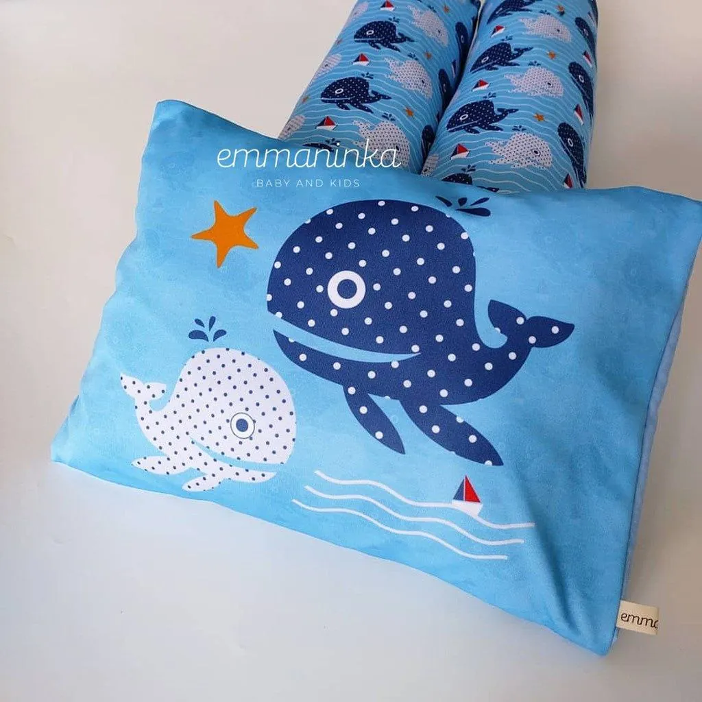Baby Pillow Set Whale Blue Navy