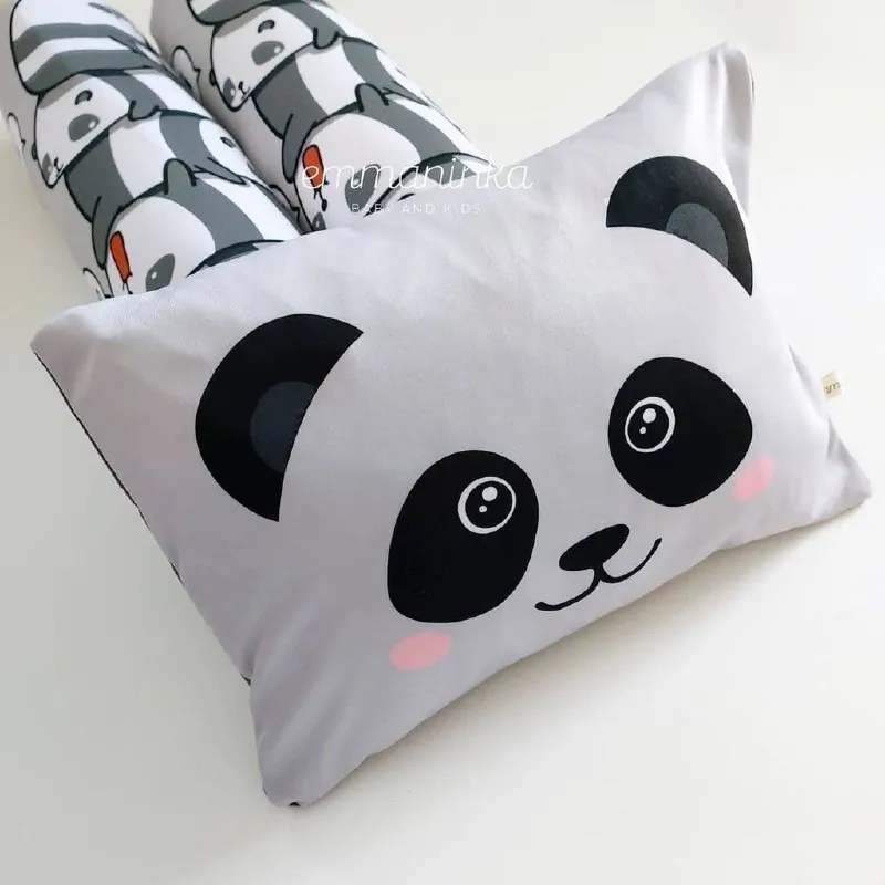 Baby Pillow Set Panda Lovely Grey