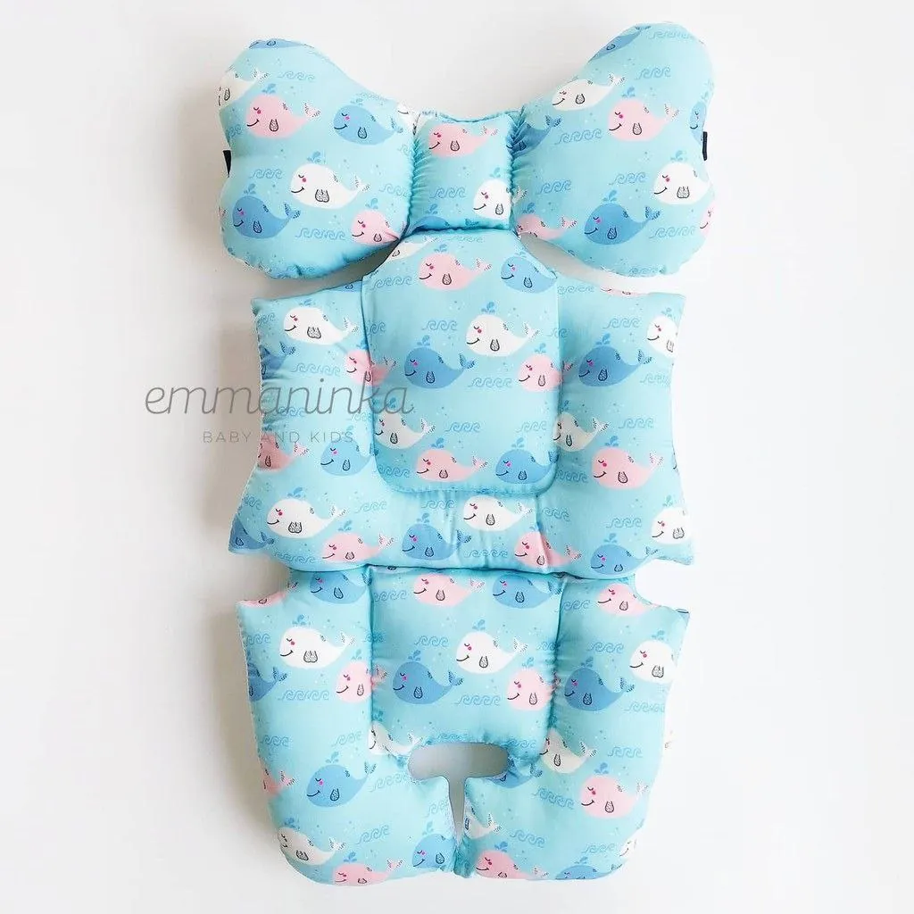Stroller Pad Whale Soft Blue Pink