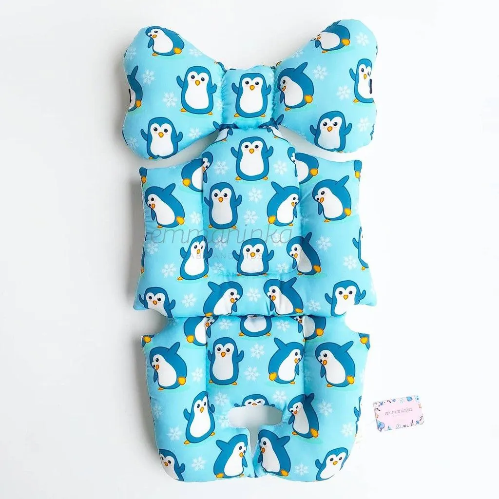 Stroller Pad Penguin Blue