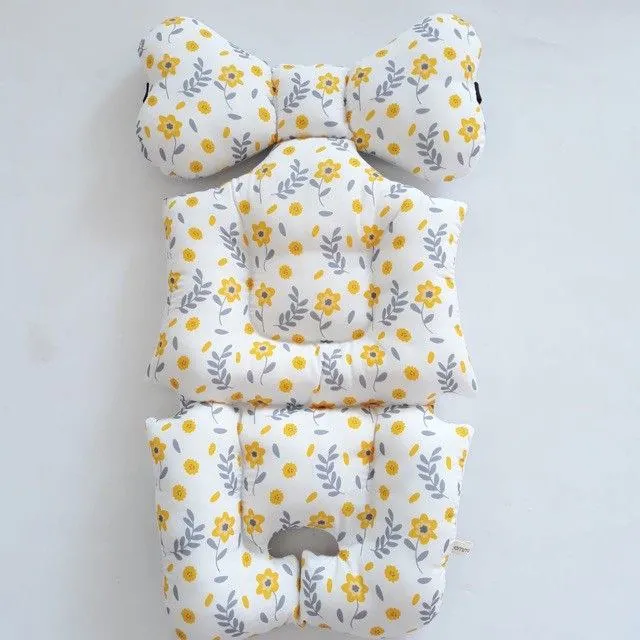 Stroller Pad Flower Yellow White