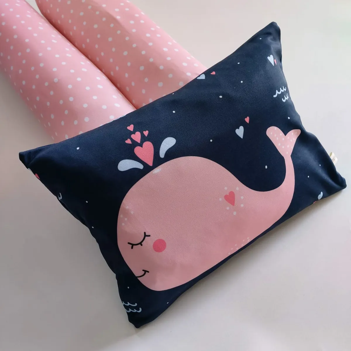 Baby Pillow Set Whale Pink Navy