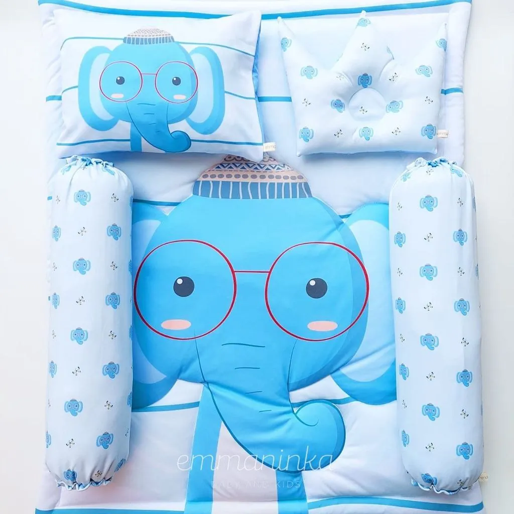 Bedcover Set Elephant Stripes Blue