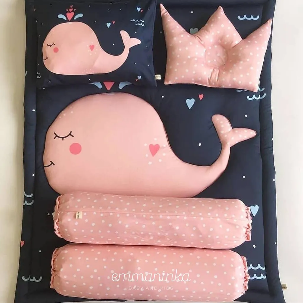 Bedcover Set Whale Pink Navy