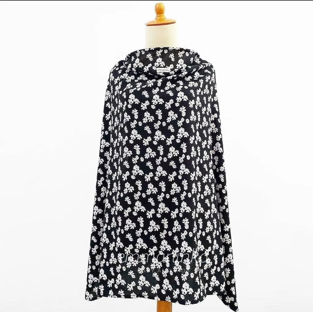 Nursing Apron - Flowers Black