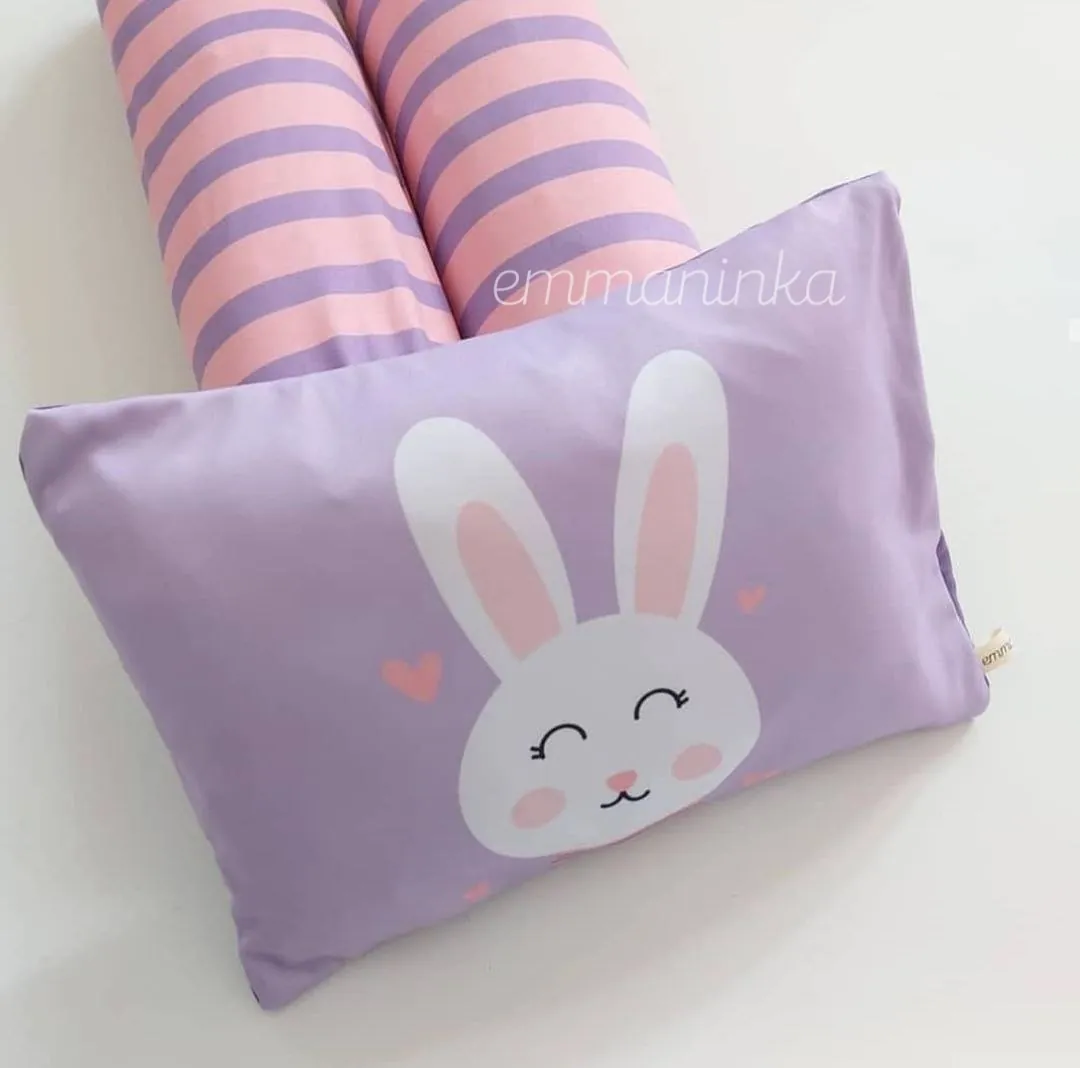 Baby Pillow Set - Bunny Purple Stripes